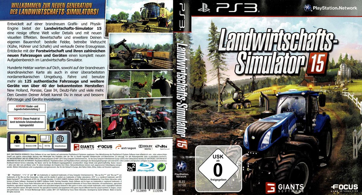 Farming Simulator 15 box art for Playstation 3
